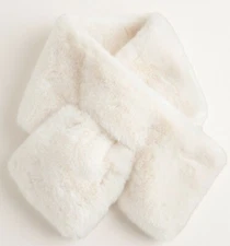 CHICO'S NWT $70 faux fur women's pull through scarf ecru white fall winter