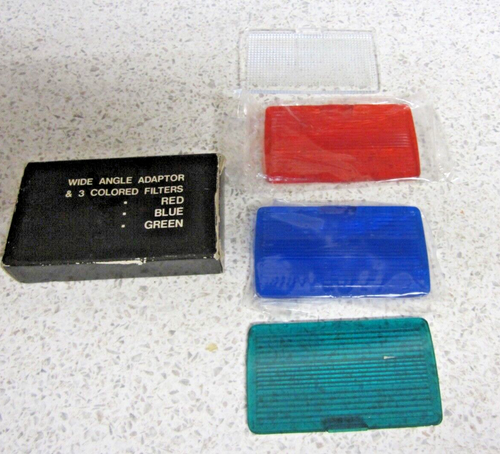 Wide Angle Adaptor and 3 Coloured Filters Red, Blue, Green. 2 boxes Lens cleaner - Picture 2 of 5
