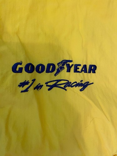 Goodyear #1 In Racing Yellow & Navy Windbreaker Jacket Embroidered Logo Medium - Picture 4 of 11
