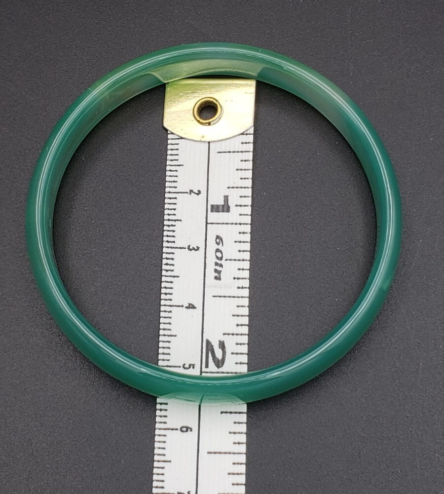 Vintage Green Translucent Agate Bangle Bracelet  … - image 6