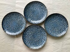 Chrys Collection Dinnerware. Blue Reactive Glaze Salad Plates. Set Of 4. New.