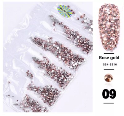 1304pcs Glitter Nail Art Rhinestones Flatback Crystal Gems 3D Rainbow Decoration