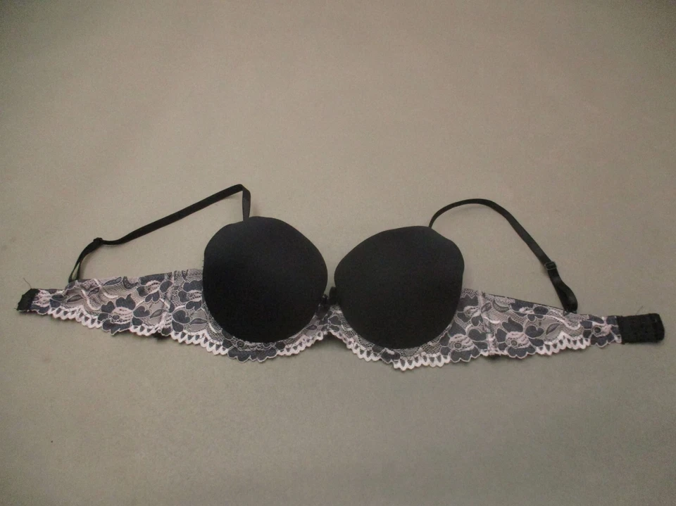 Sujetador push-up 36C Felina para mujer negro con banda de encaje acolchado con aros cierre trasero 8i Foto 3 de 4