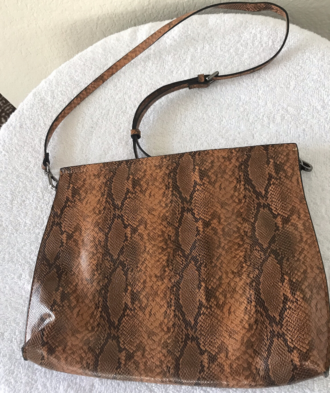 Zara Basic Snakeskin Print Leather Crossbody Oran… - image 7