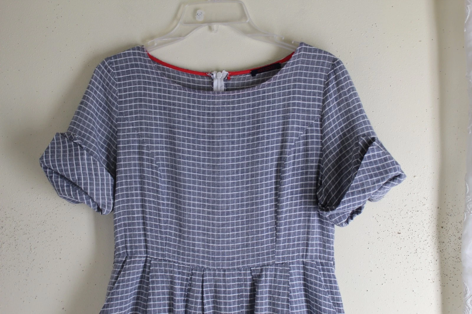 Abito scultoreo modesto KENZO Jeans Paris L M Funky Grid Check Hi Low Prairie