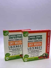 (2)TheraBreath Dry Mouth Lozenges - Tart Berry - Exp 08/26 +