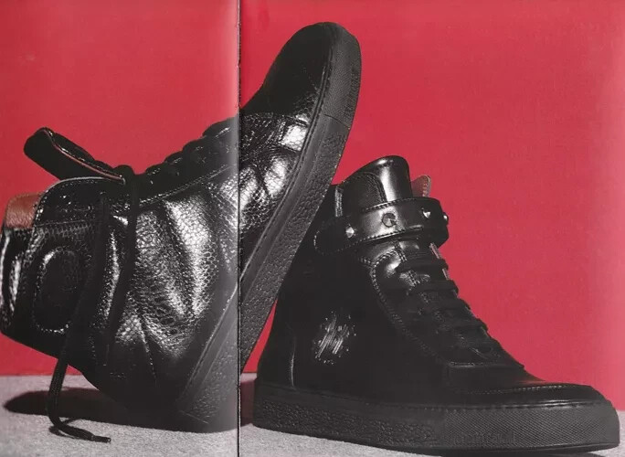 New Roberto Cavalli Studded Black Leather High Top Sneakers for