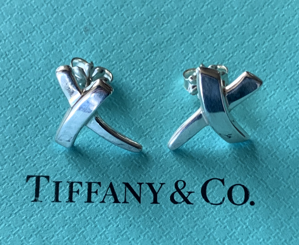 Tiffany & Co Paloma Picasso Love & Kisses  X  Earrings Sterling Silver 925
