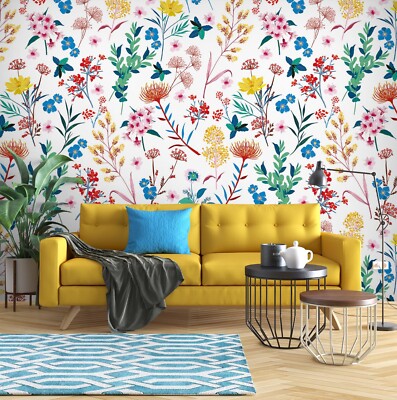 3D Colored Flowers E783 Wallpaper Mural Paper Wall Print Indoor Murals CA Honey
