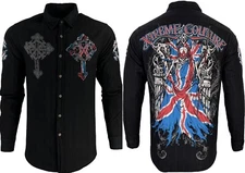Xtreme Couture by Affliction Men's Button Down Woven Shirt Fortress Black
