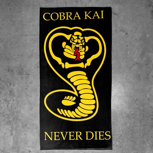 Cobra Kai Never Dies Bath Towel Karate Kid Dojo Miyagi Retro Film 140cm x 70cm - Picture 2 of 4