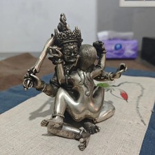 Statua Buddha Ottone Tibet Tantra Buddismo Tempio Hevajra Yab-Yum Happy Sex