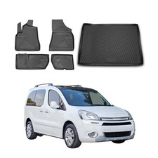 Fußmatten & Kofferraumwanne Set für Citroen Berlingo 2008-2019 TPE Schwarz