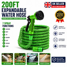 Heavy Duty Expandable Garden Hose Pipe Flexible Anti Kink Spray Gun 25-200FT