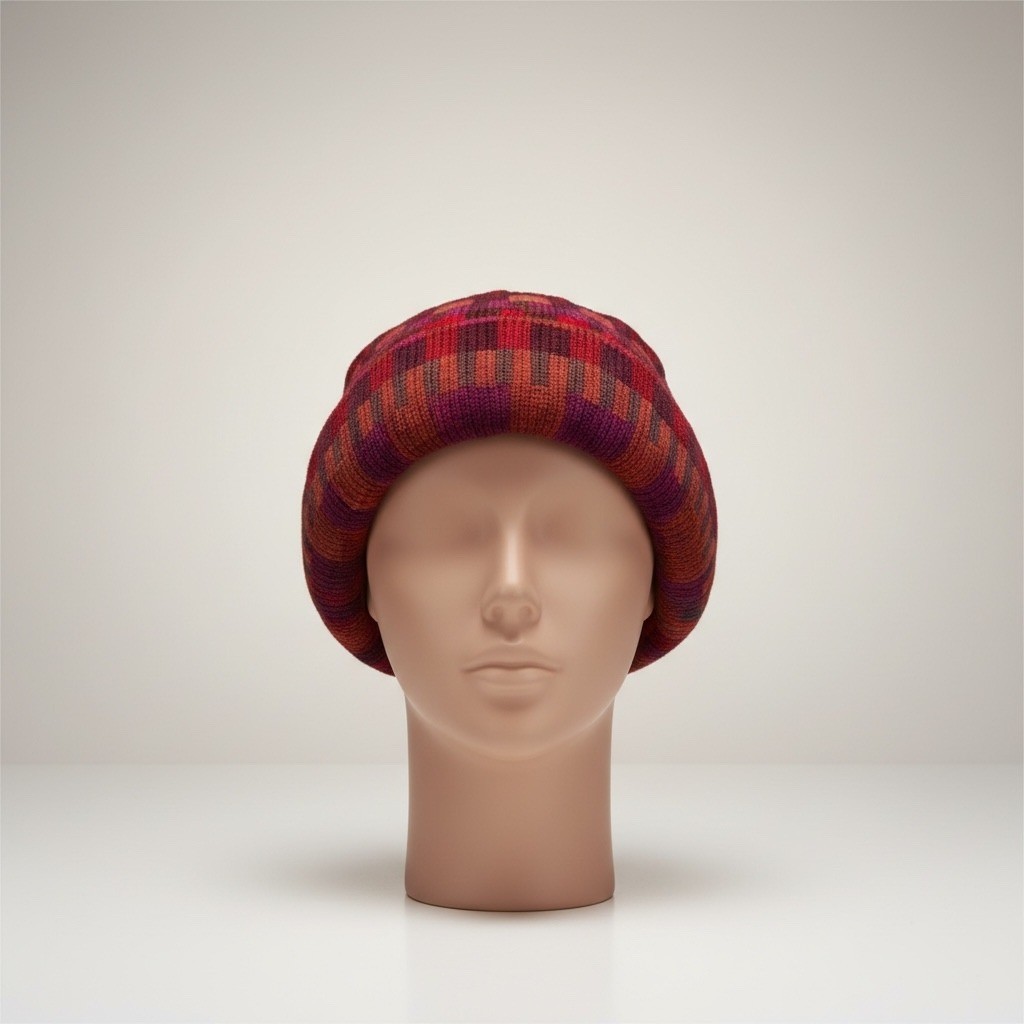 Maggie White England Wool Beret Tam Hat Handmade Artisan Red Burgundy View 2