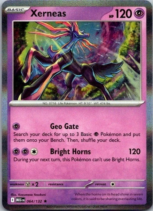 POKEMON MEGA EVOLUTION HOLO RARE XERNEAS 064/132 NM/Mint PACK FRESH