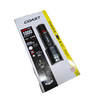COAST 1000lm Torch Rechargeable Dual Power 208 M Distance Flashlight IP54 # G56R