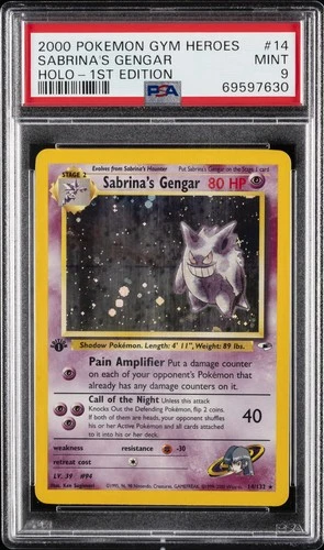 2000 POKEMON GYM HEROES HOLO-1ST ED #14 SABRINA'S GENGAR PSA 9