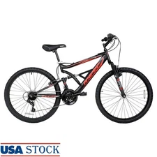 26 Inch Mountain Bike Dual Suspension 18 Speed Shocker Adults Off-Road Riding US