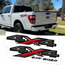 Carbon Fiber Style 4X4 Off Road Rear Trunk Side Decal Stickers For Ford F150