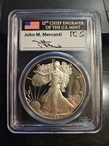 Z - 1986-S $1 Proof American Silver Eagle PCGS PR69 DCAM Mercanti Signed TONED