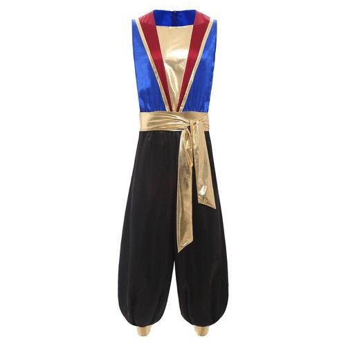 Mens Outfits Satiny Costume Zipper Jumpsuit Carnival One Piece Christmas Indian - Picture 7 of 72