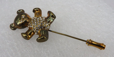 Neugablonz: Anstecknadel Teddy Design 1980er Jahre Swarovski Elements (118097)