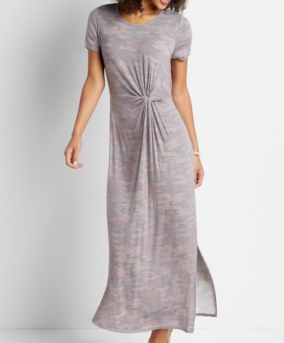 Maurice's Plus 2x 24/7 Camo Front Twist Maxi Dress Purple - Picture 2 of 9