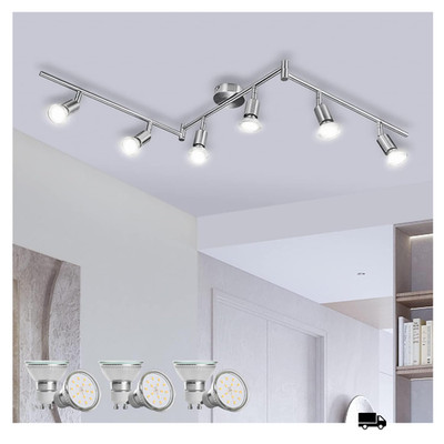 Bojim Deckenlampe GU10 6x6W LED Silber Metall