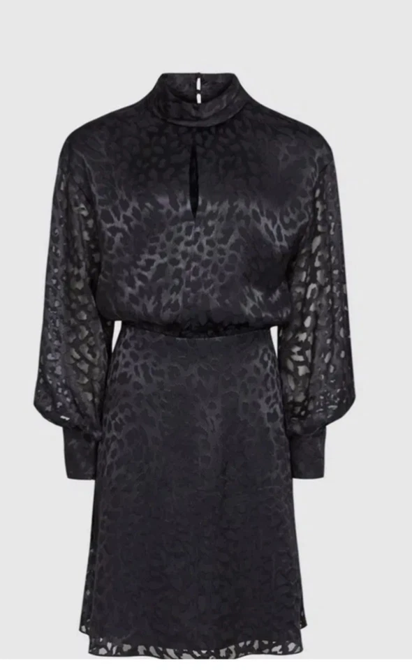 Reiss BLUE Dress Reiss Matilda Leopard Velvet, Burnout Sleeve Dress, Size 8 - Image 2 of 4