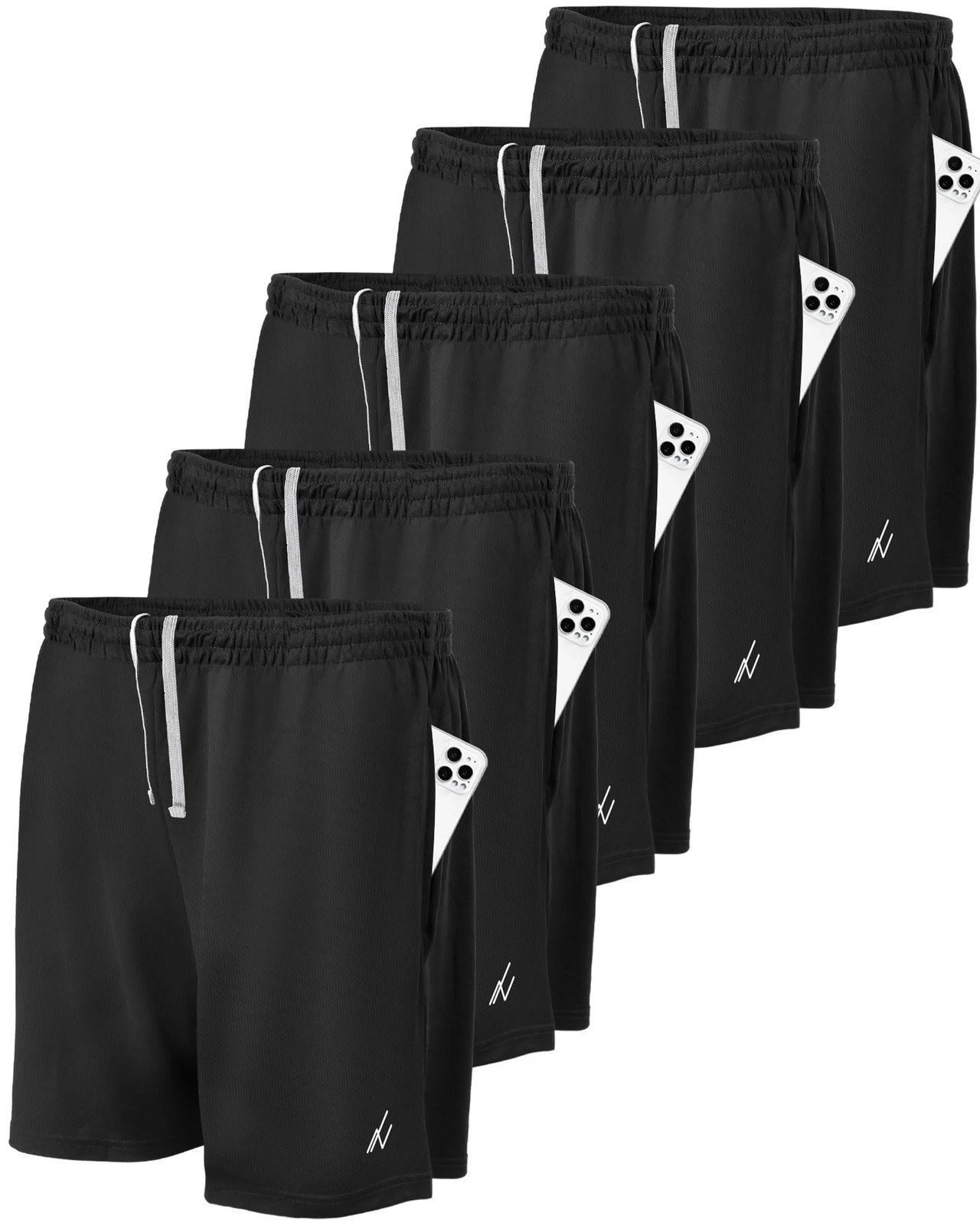 NY Threads 5 Pack Men's Athletic Shorts Quick Dry Loose-Fit Lightweight...
Opens in a new window or 