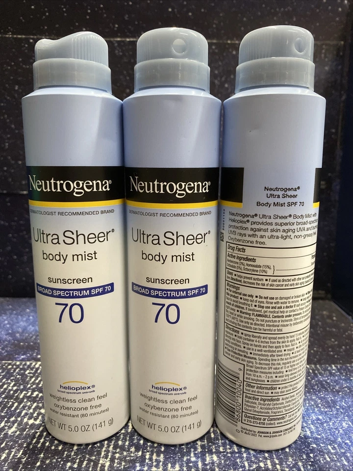 Lote de 3 - Neutrogena Sport Active Defense Protector Solar Spray FPS 70, 5 oz cada uno Foto 2 de 2