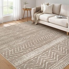 5x7 Area Rugs Living Room: Washable Boho Large Neutral Soft Rug Farmhouse Sta...