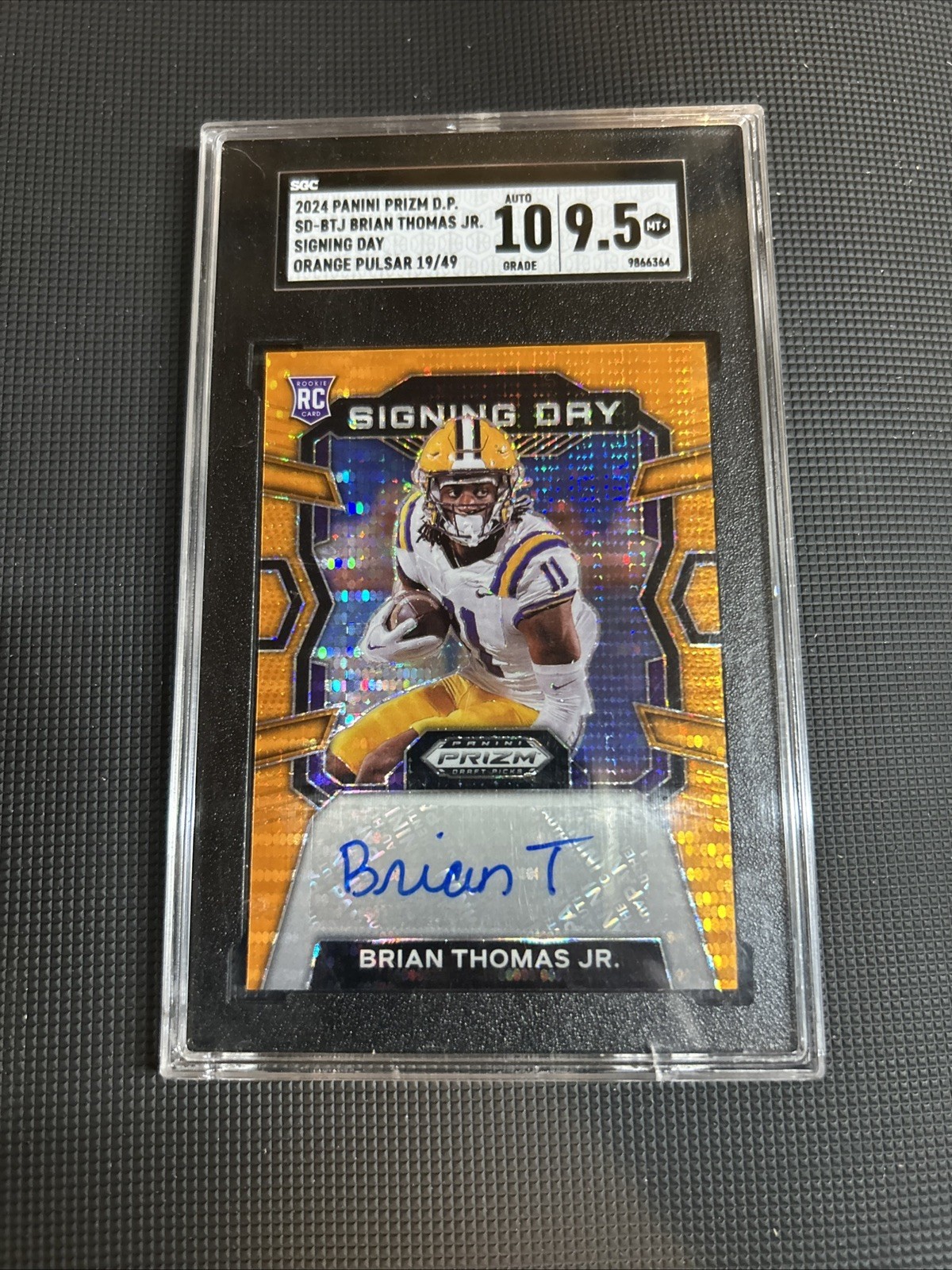 2024 Panini Prizm Draft Picks Brian Thomas Jr. Signing Day Orange SGC 9.5 #19/49