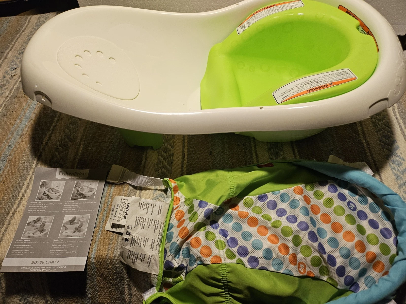 Fisher-Price Baby to Toddler Bath 4-in-1 Sling Seat Tub Kid Child
