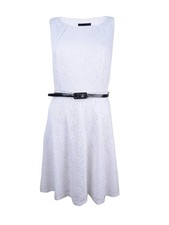 Connected Women's Petite Sleeveless Fit & Flare Lace Dress