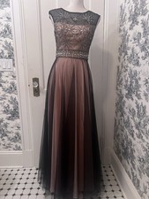Sue Wong Women’s Beaded Sequin Long Gown Black And Pink Size 4