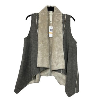 Amadi Anthropologie Vest Small Grey Shearling Draped Kady Sherpa Faux Fur Womens