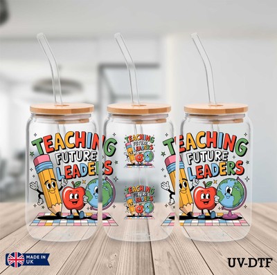Bleistift Lehrertag UV DTF Aufkleber - 16 Unzen Libbey Dose Glasfolie zs73