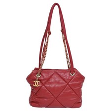 Chanel Paris-New York Quilted Shoulder Bag In Red Leather Women Burgundy One