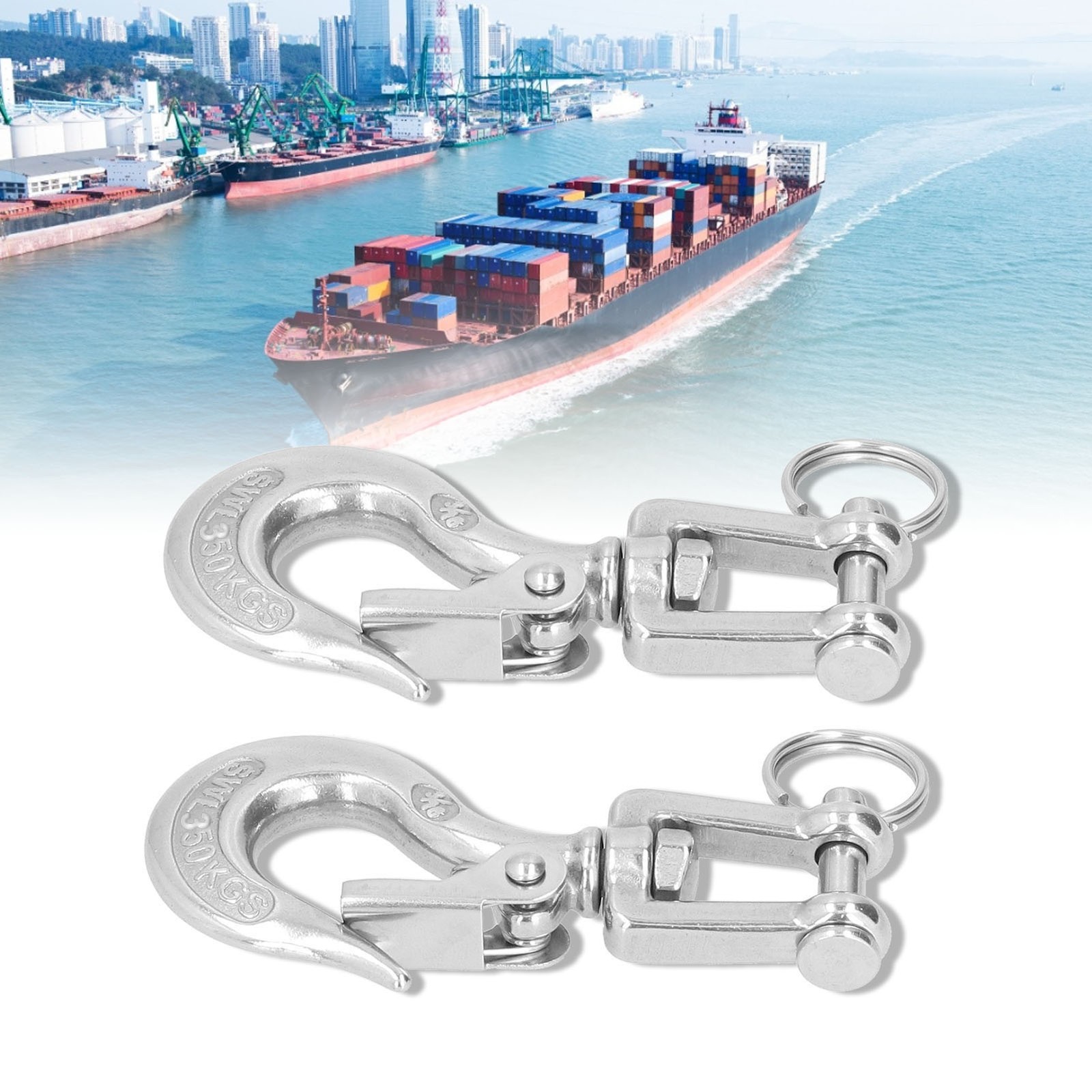2Pcs Lifting Clevis Chain Hook 304 Rigging Accessory With Safety Latch✈