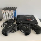 Sega Genesis 16-Bit 1601 Bundle w/Controllers Power Cord 6 Sports Games Vintage