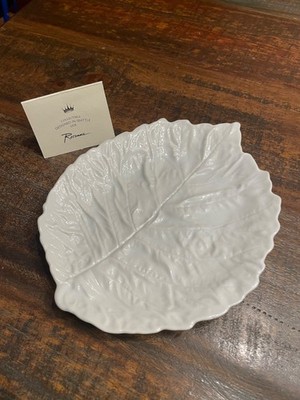Rosanna Nature's Table Porcelain White Leaf serving Tray small in a Gift Box NEW