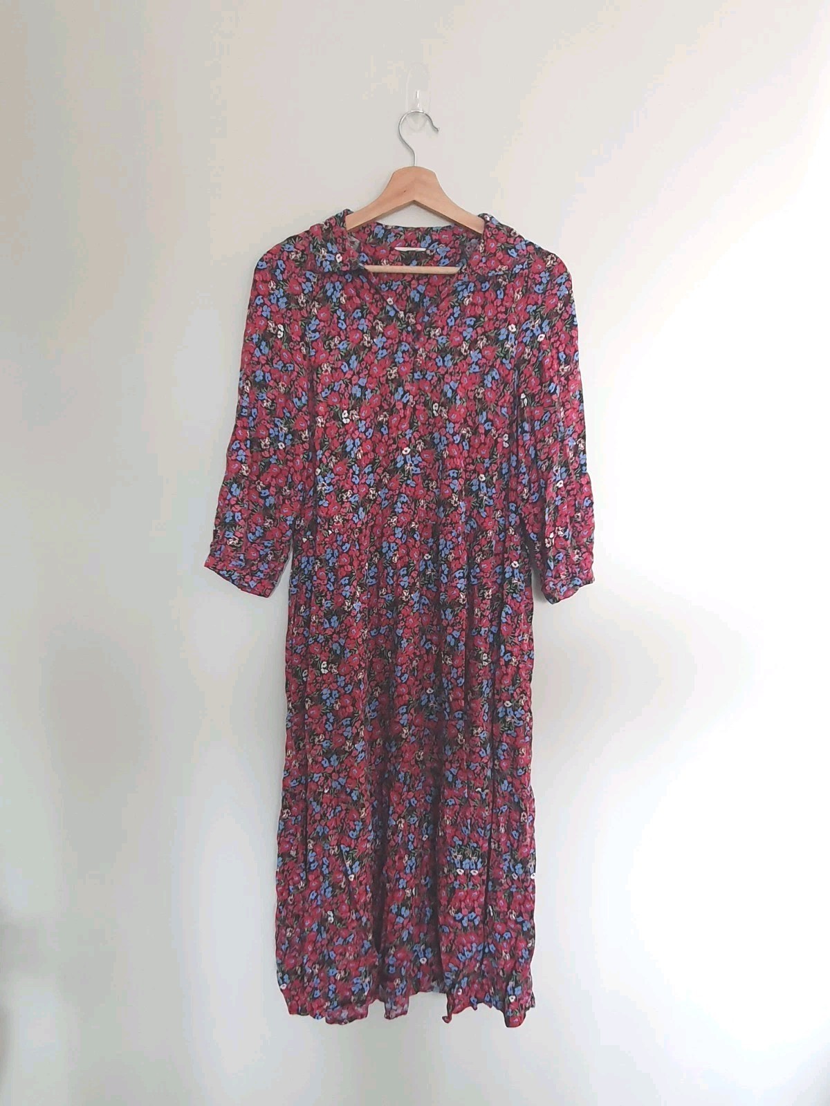 Hush Womens Dress Size 10 Pink Blue Green Floral Collared Midi Maxi
