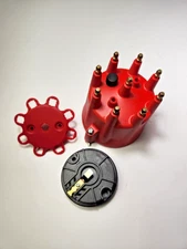 Chevy V8 Pro Series Distributor Cap and Rotor Kit w Male Wire Connection RED