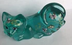 RARE Fenton “QVC” Crouching Cat-“HIDDEN MOUSE SERIES”-Teal Green -D. Robinson-HP