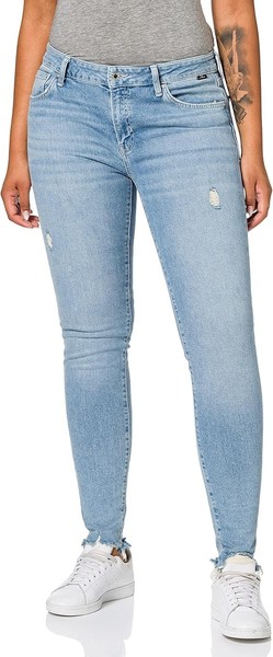 Mavi Damen Jeans Hose Adriana Destroyed Denim Mid-Rise,Super Skinny Blau,W27 L30-image