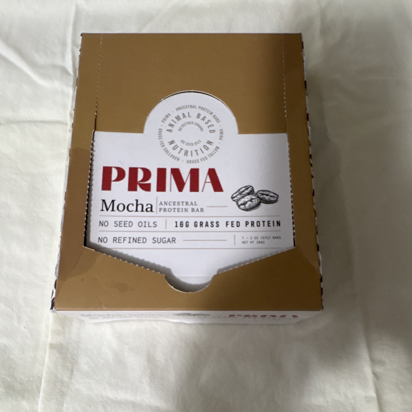 PRIMA Mocha Ancestral Protein Bar 16g Grass Fed Protein, 7-Pack (2 oz)