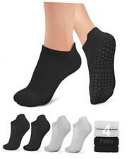 Pilates Socks for Women Non Slip Grip Small-Medium B03-2black/2light Grey