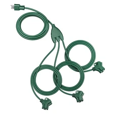 DEWENWILS 28FT Outdoor Extension Cord with 3 Splitters, 6 Total Outlets, 16AWG
